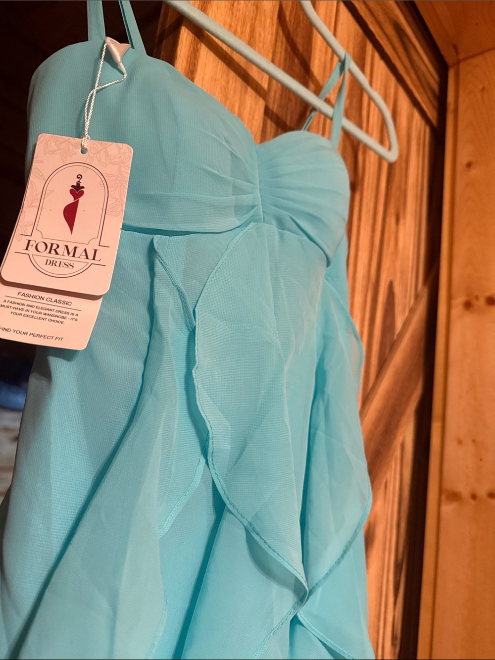 Aqua Ruffle Spaghetti-Strap Mini Dress - Picture 2 of 7